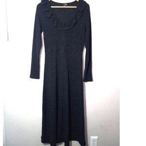 Susanne Betro Warm Stretch Ruffle Crew Neck Long Sleeve Gray Size M Dress